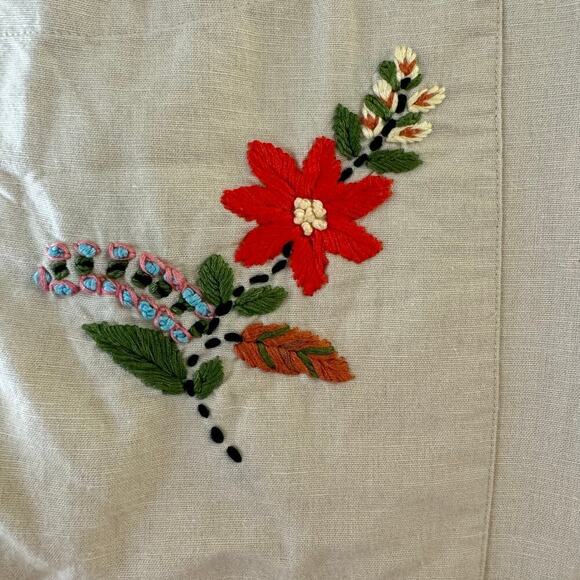 NWT Tularosa Penelope high-waisted embroidered shorts Cotton Linen Tan Medium - Picture 5 of 7